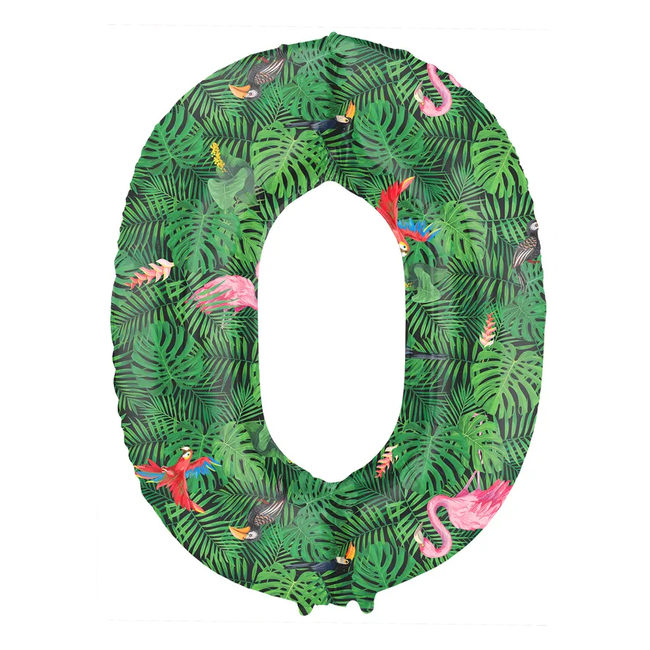 Folieballon Cijfer 0 Jungle Vibe - 86 cm