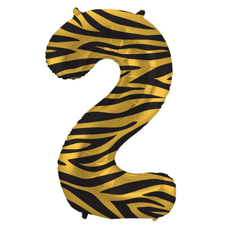 Folat Folieballon Cijfer 2 Tiger Chic - 86 cm