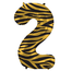 Folieballon Cijfer 2 Tiger Chic - 86 cm