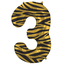 Folieballon Cijfer 3 Tiger Chic - 86 cm