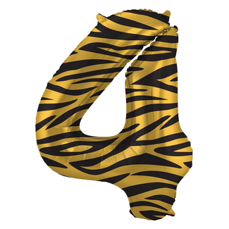 Folat Folieballon Cijfer 4 Tiger Chic - 86 cm
