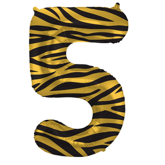 Folat Folieballon Cijfer 5 Tiger Chic - 86 cm