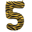 Folieballon Cijfer 5 Tiger Chic - 86 cm