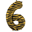 Folieballon Cijfer 6 Tiger Chic - 86 cm