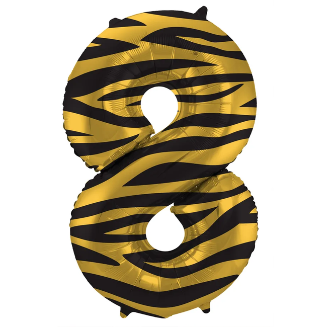 Folieballon Cijfer 8 Tiger Chic - 86 cm