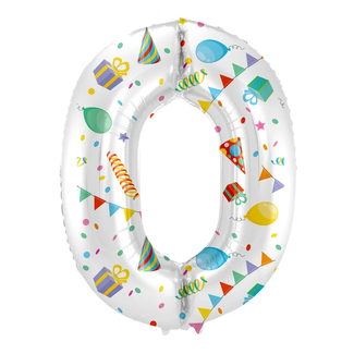 Folat Folieballon Cijfer 0 Joyful Party - 86 cm