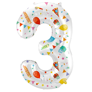 Folat Folieballon Cijfer 3 Joyful Party - 86 cm
