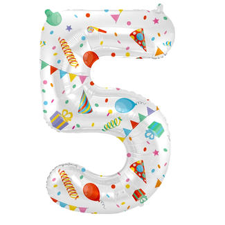 Folat Folieballon Cijfer 5 Joyful Party - 86 cm