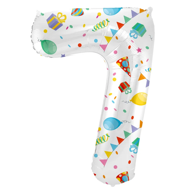 Folieballon Cijfer 7 Joyful Party - 86 cm