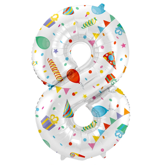 Folat Folieballon Cijfer 8 Joyful Party - 86 cm