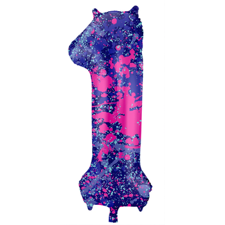 Folat Folieballon Cijfer 1 Paint Splash - 86 cm