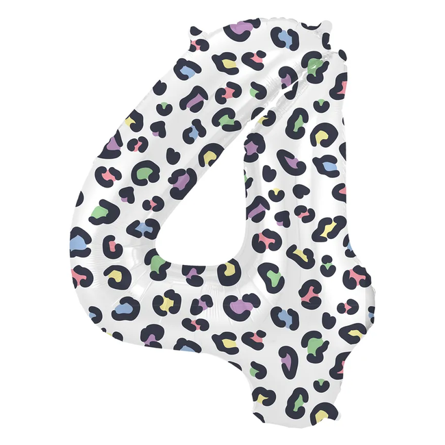 Folieballon Cijfer 4 Bright Panther - 86 cm