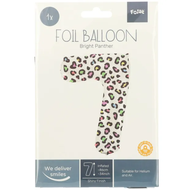 Folieballon Cijfer 7 Bright Panther - 86 cm