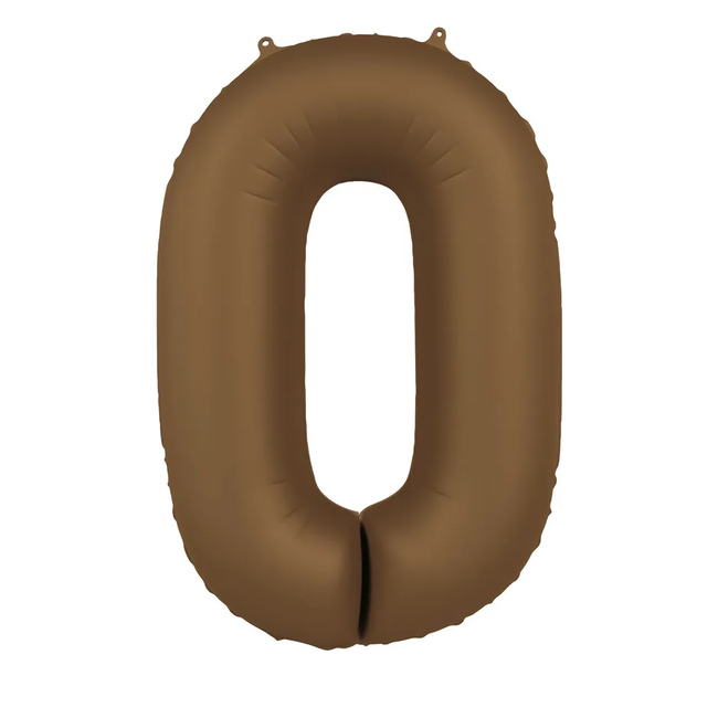 Folieballon Cijfer 0 - Chocolate Brown - Ultra Matt - 86 cm