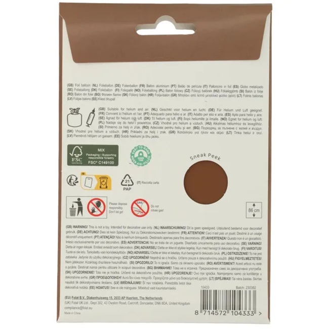 Folieballon Cijfer 3 - Chocolate Brown - Ultra Matt - 86 cm