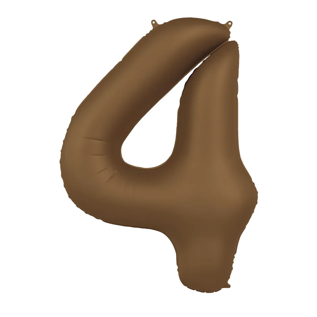 Folieballon Cijfer 4 - Chocolate Brown - Ultra Matt - 86 cm