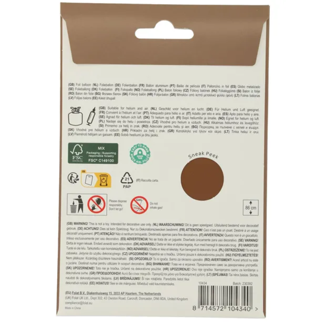 Folieballon Cijfer 4 - Chocolate Brown - Ultra Matt - 86 cm