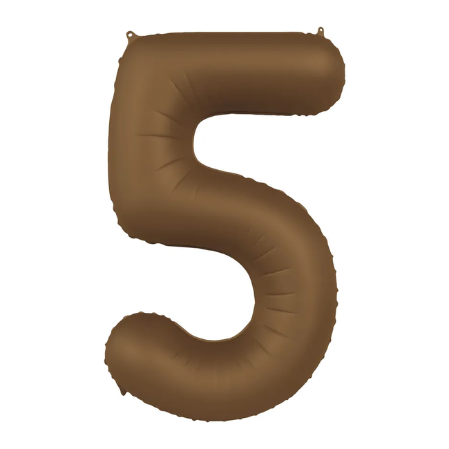 Folieballon Cijfer 5 - Chocolate Brown - Ultra Matt - 86 cm