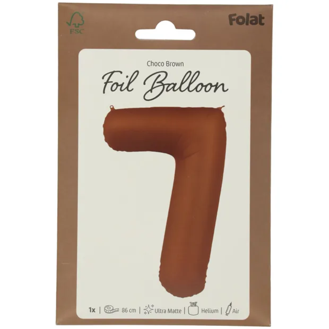 Folieballon Cijfer 7 - Chocolate Brown - Ultra Matt - 86 cm
