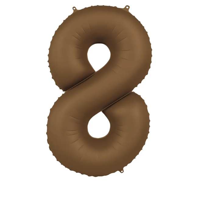 Folieballon Cijfer 8 - Chocolate Brown - Ultra Matt - 86 cm