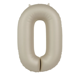 Folat Folieballon Cijfer 0 - Creamy Latte - Ultra Matt - 86 cm