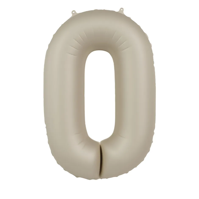 Folieballon Cijfer 0 - Creamy Latte - Ultra Matt - 86 cm