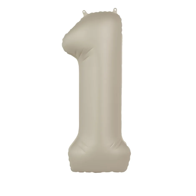 Folieballon Cijfer 1 - Creamy Latte - Ultra Matt - 86 cm
