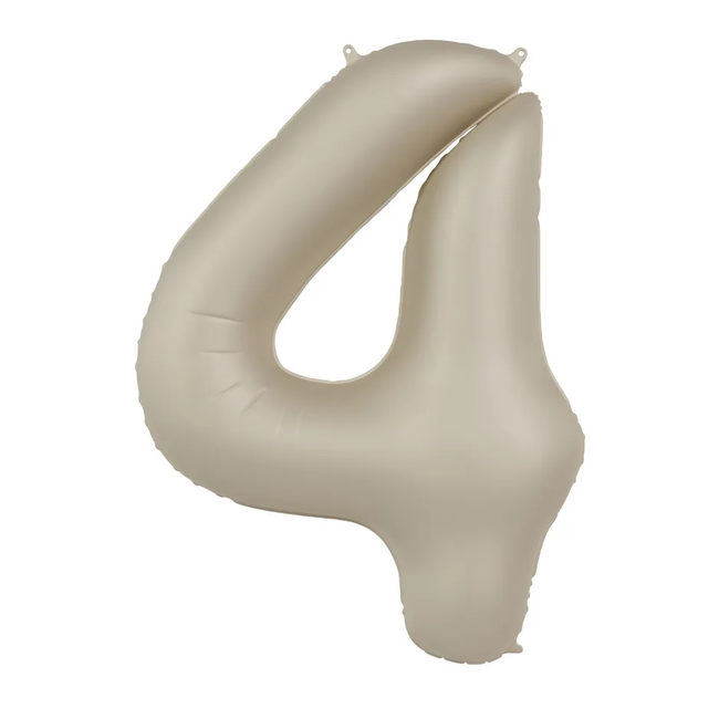 Folieballon Cijfer 4 - Creamy Latte - Ultra Matt - 86 cm