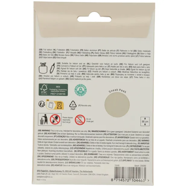 Folieballon Cijfer 6 - Creamy Latte - Ultra Matt - 86 cm