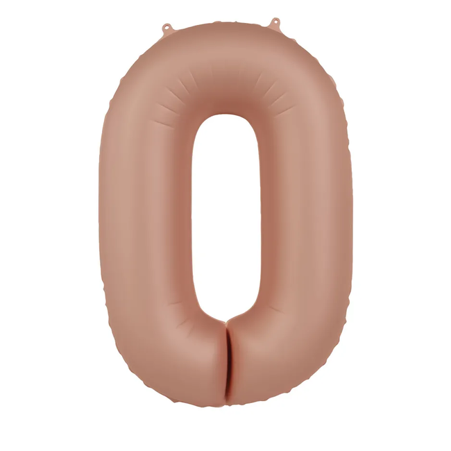 Folieballon Cijfer 0 - Vintage Rose - Ultra Matt - 86 cm