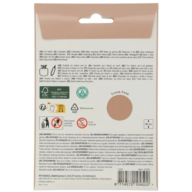 Folieballon Cijfer 0 - Vintage Rose - Ultra Matt - 86 cm