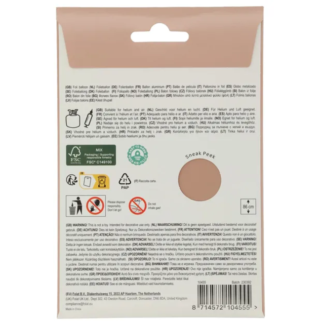 Folieballon Cijfer 5 - Vintage Rose - Ultra Matt - 86 cm