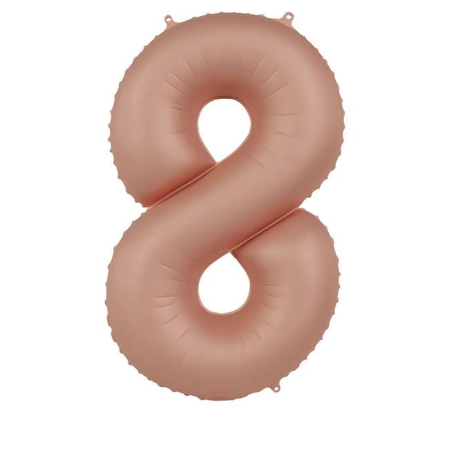 Folieballon Cijfer 8 - Vintage Rose - Ultra Matt - 86 cm