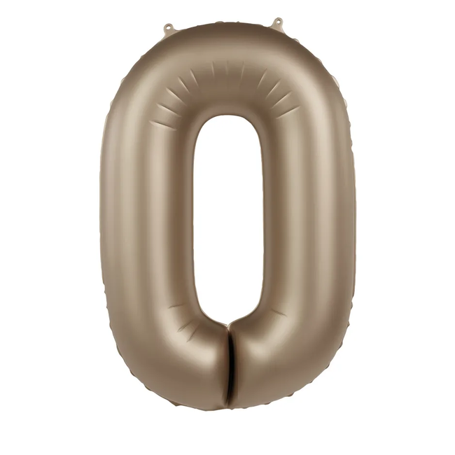 Folieballon Cijfer 0 - Starlight Gold - Satin Gloss - 86 cm