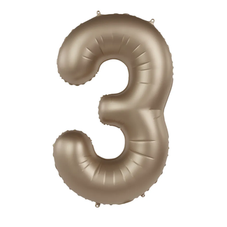 Folat Folieballon Cijfer 3 - Starlight Gold - Satin Gloss - 86 cm