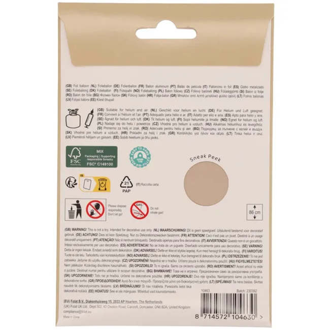 Folieballon Cijfer 3 - Starlight Gold - Satin Gloss - 86 cm