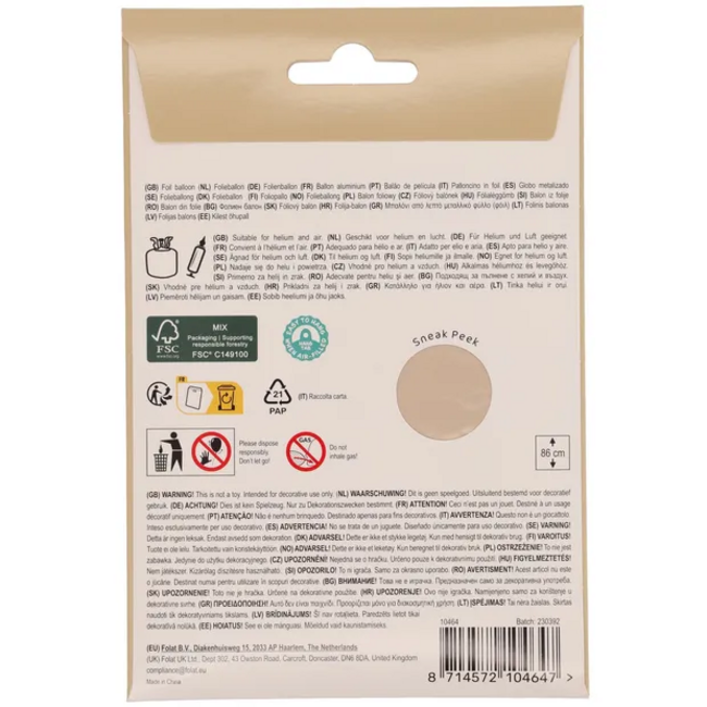 Folieballon Cijfer 4 - Starlight Gold - Satin Gloss - 86 cm