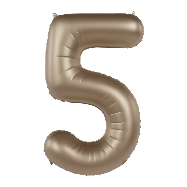 Folieballon Cijfer 5 - Starlight Gold - Satin Gloss - 86 cm