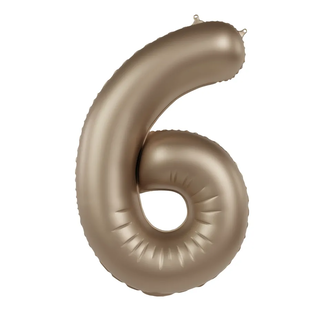 Folat Folieballon Cijfer 6 - Starlight Gold - Satin Gloss - 86 cm
