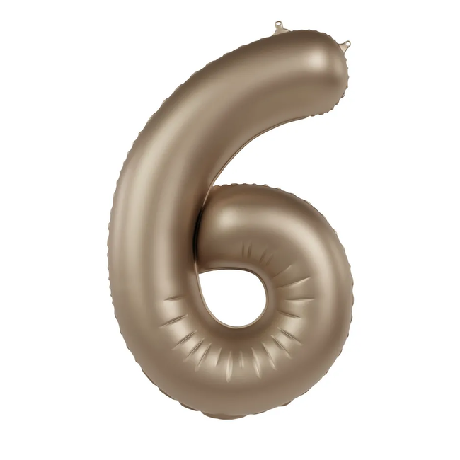 Folieballon Cijfer 6 - Starlight Gold - Satin Gloss - 86 cm