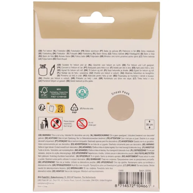 Folieballon Cijfer 6 - Starlight Gold - Satin Gloss - 86 cm