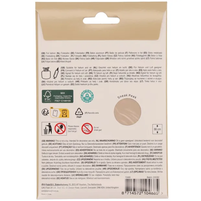 Folieballon Cijfer 8 - Starlight Gold - Satin Gloss - 86 cm