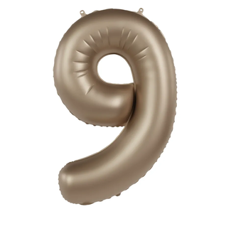 Folat Folieballon Cijfer 9 - Starlight Gold - Satin Gloss - 86 cm