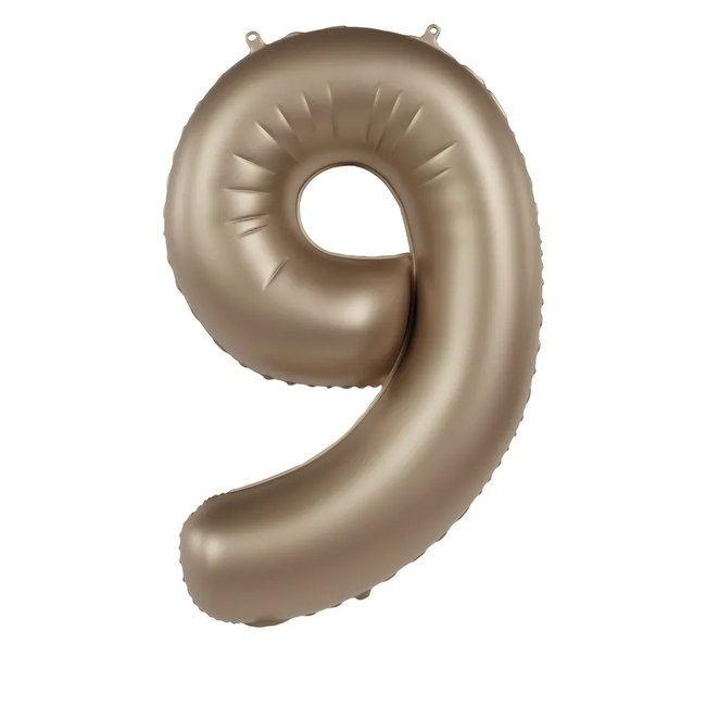 Folieballon Cijfer 9 - Starlight Gold - Satin Gloss - 86 cm