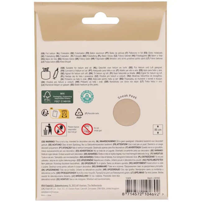 Folieballon Cijfer 9 - Starlight Gold - Satin Gloss - 86 cm