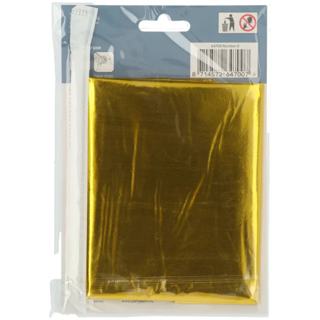 Staande Folieballon Cijfer 0 Goudkleurig - 72 cm