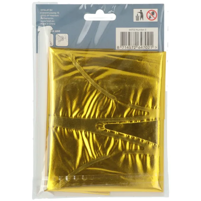 Staande Folieballon Cijfer 2 Goudkleurig - 72 cm