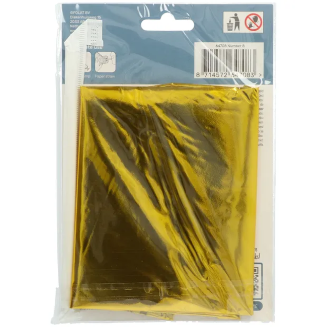 Staande Folieballon Cijfer 8 Goudkleurig - 72 cm