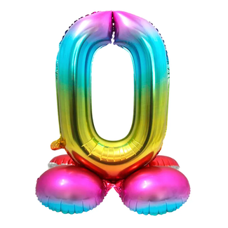 Folat Staande Folieballon Cijfer 0 Regenboog - 72 cm