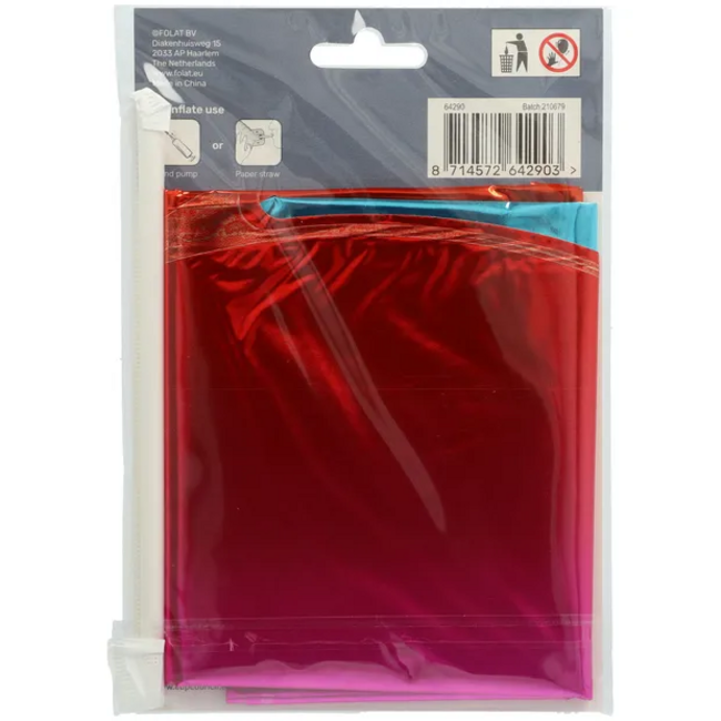 Staande Folieballon Cijfer 0 Regenboog - 72 cm